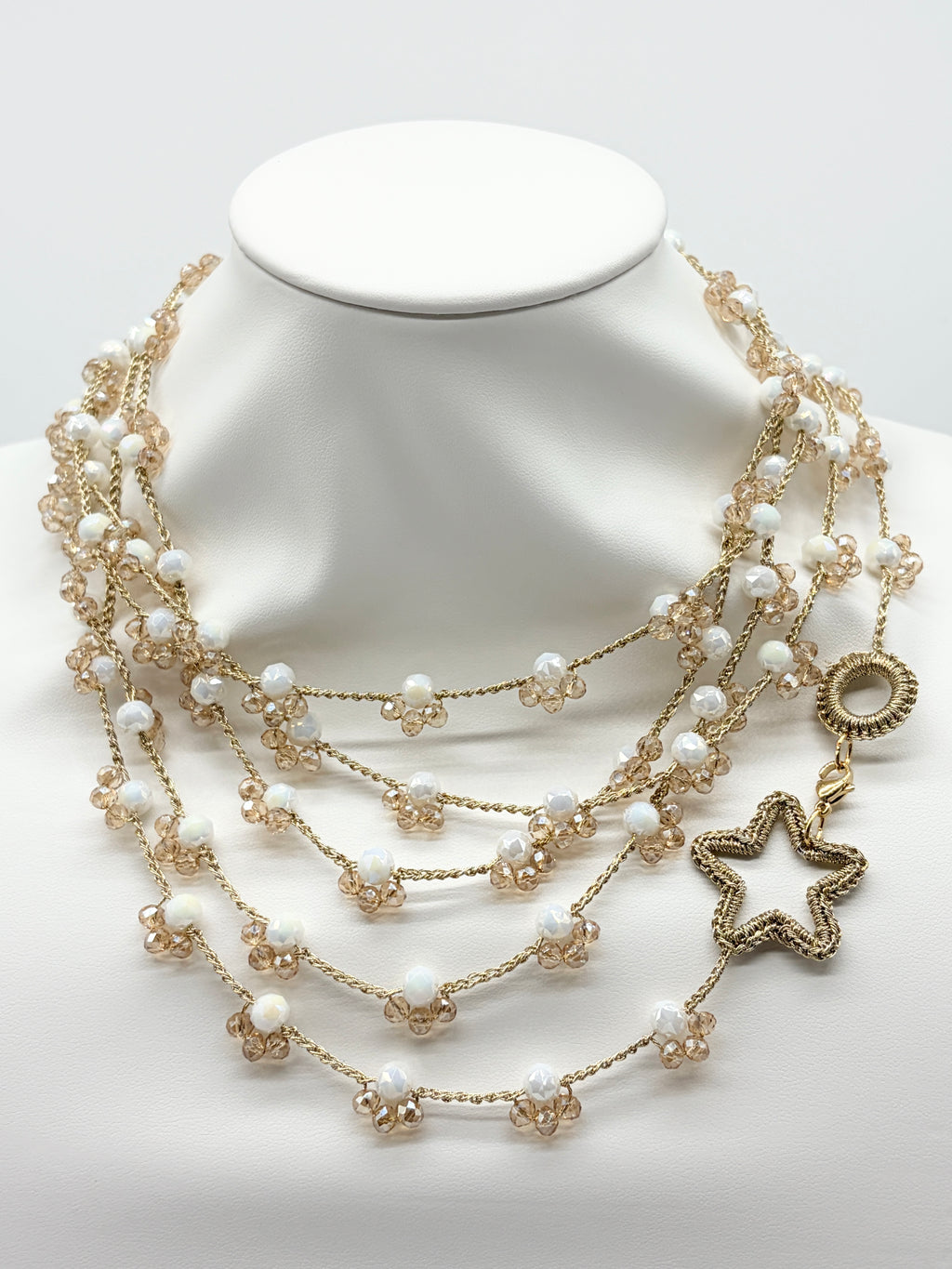 “Bucaneve” - Collana Artigianale Oro & Cristalli con Stella