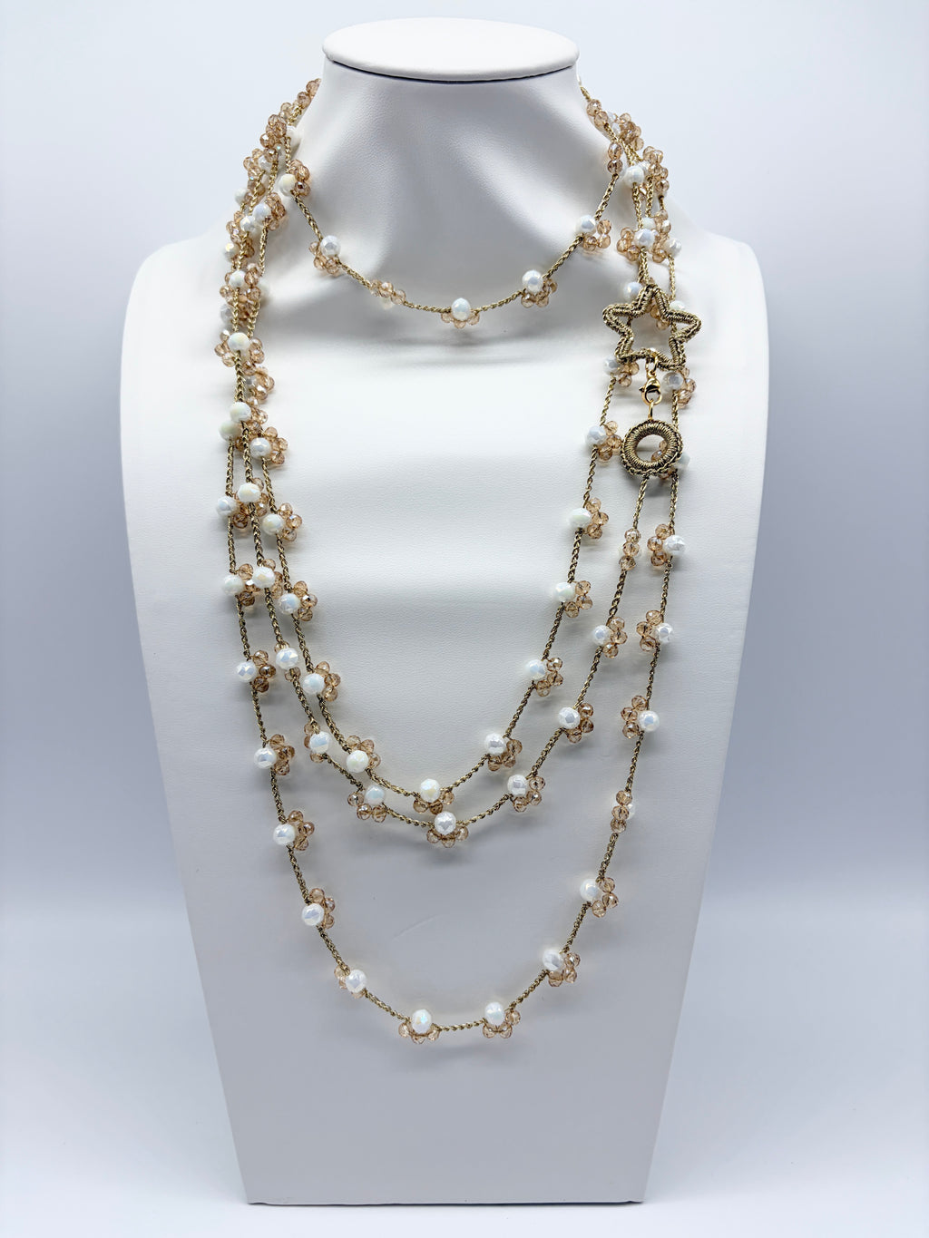 “Bucaneve” - Collana Artigianale Oro & Cristalli con Stella