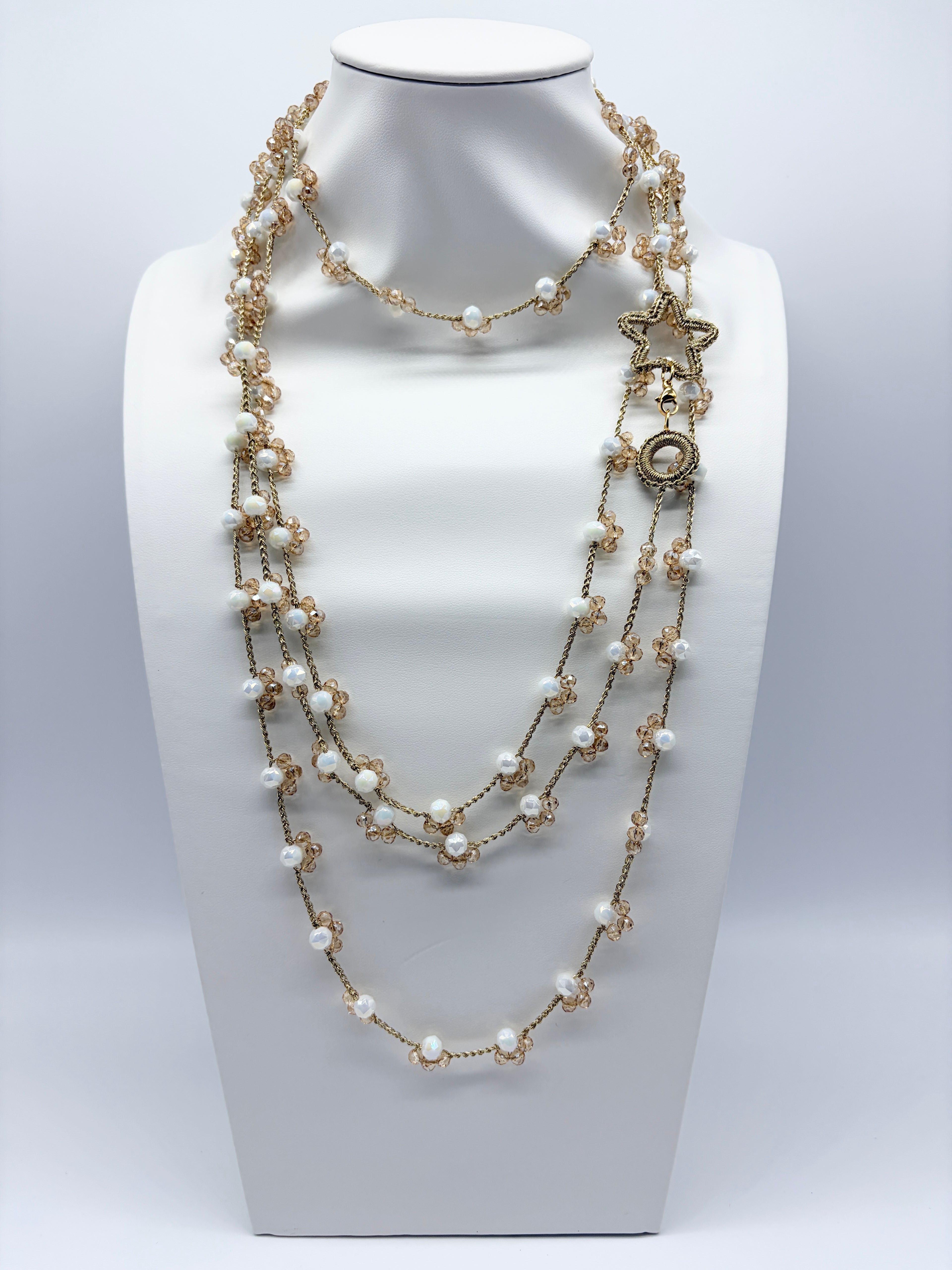 “Bucaneve” - Collana Artigianale Oro & Cristalli con Stella