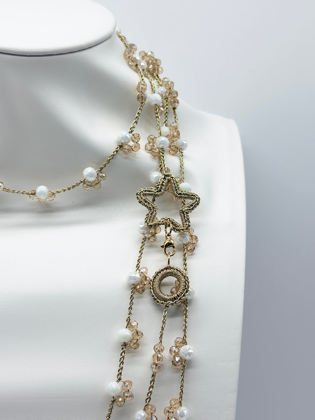 “Bucaneve” - Collana Artigianale Oro & Cristalli con Stella