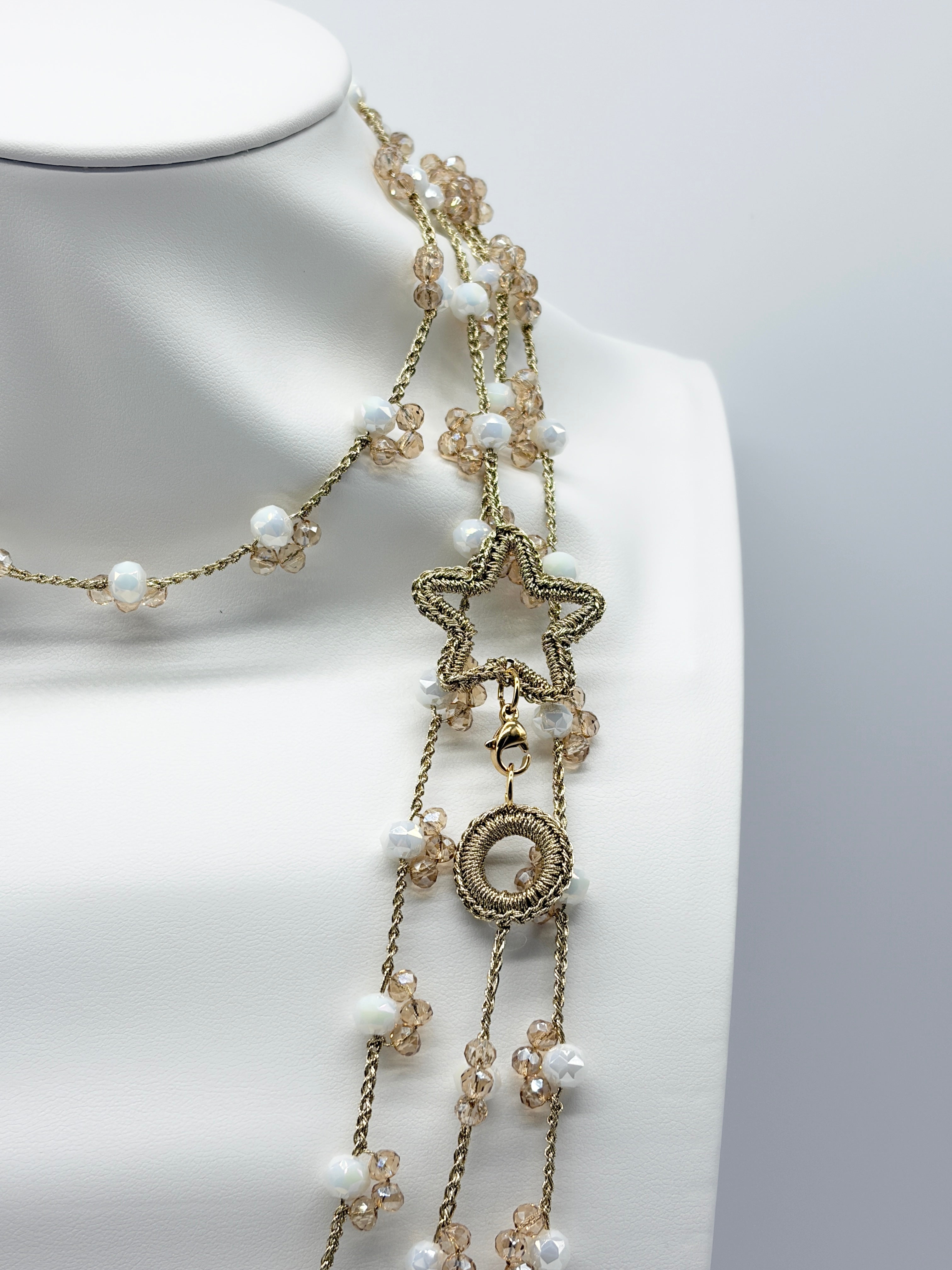 “Bucaneve” - Collana Artigianale Oro & Cristalli con Stella